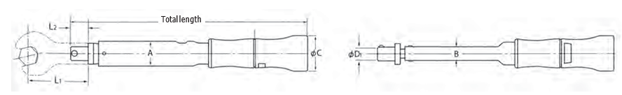 Cần siết lực BCK (5N.m ~ 140N.m) thay đổi đầu ratchet, tự chỉnh lực, chuôi nhựa