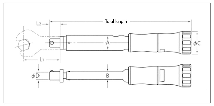 Cần siết lực GCK (2N.m ~ 200N.m) thay đổi đầu ratchet, tự chỉnh lực, chuôi nhựa