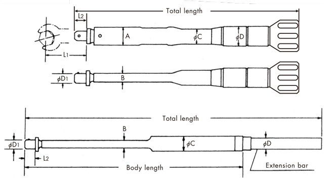 Cần siết lực LCK (2N.m ~ 1500N.m) thay đổi đầu ratchet, tự chỉnh lực, chuôi kim loại